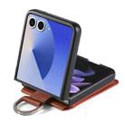 For Samsung Galaxy Z Flip7 5G Litchi Texture Leather Ring Wallet Phone Case(Brown) - 3