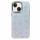 For iPhone 15 Plus 3D Bow Pearl Love Flower TPU Phone Case(Butterfly Love Flowers) - 1