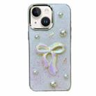 For iPhone 15 3D Bow Pearl Love Flower TPU Phone Case(Pearl Bow) - 1