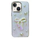 For iPhone 14 Plus 3D Bow Pearl Love Flower TPU Phone Case(Pearl Bow) - 1