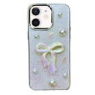 For iPhone  12 3D Bow Pearl Love Flower TPU Phone Case(Pearl Bow) - 1
