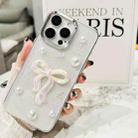 For iPhone 16 3D Bow Pearl Love Flower TPU Phone Case(Pearl Bow) - 2