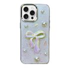 For iPhone 16 Pro 3D Bow Pearl Love Flower TPU Phone Case(Pearl Bow) - 1