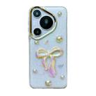 For Huawei Pura 70 Pro 3D Bow Pearl Love Flower TPU Phone Case(Pearl Bow) - 1