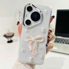 For Huawei Pura 70 Pro 3D Bow Pearl Love Flower TPU Phone Case(Pearl Bow) - 2