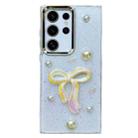 For Samsung Galaxy S24 Ultra 5G Three-dimensional Bow Pearl Love Flower TPU  Phone Case(Pearl Bow) - 1