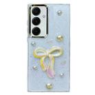 For Samsung Galaxy S24+ 5G Three-dimensional Bow Pearl Love Flower TPU  Phone Case(Pearl Bow) - 1