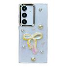 For Samsung Galaxy S24 FE 5G Three-dimensional Bow Pearl Love Flower TPU  Phone Case(Pearl Bow) - 1