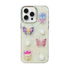 For iPhone 16 Pro 3D Colorful Crystal Butterfly TPU Phone Case(Butterful Flowers) - 1