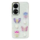 For Huawei P50 Pro 3D Colorful Crystal Butterfly TPU Phone Case(Buterfly Flowers) - 1
