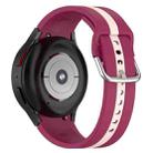 For Samsung Galaxy Watch FE Two Color Stripe Silicone Watch Band(Wine Red Pink) - 1