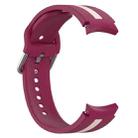 For Samsung Galaxy Watch FE Two Color Stripe Silicone Watch Band(Wine Red Pink) - 2