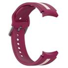 For Samsung Galaxy Watch 7 40 / 44mm Two Color Stripe Silicone Watch Band(Wine Red Pink) - 2