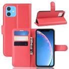 For iPhone 11 Litchi Texture Horizontal Flip Leather Case, with Wallet & Holder & Card Slots(red) - 1