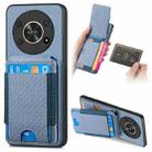 For Honor X30 / X9 5G Carbon Fiber Vertical Flip Wallet Stand Phone Case(Blue) - 1