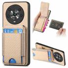 For Honor Magic4 5G Carbon Fiber Vertical Flip Wallet Stand Phone Case(Khaki) - 1