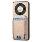 For Honor Magic4 5G Carbon Fiber Vertical Flip Wallet Stand Phone Case(Khaki) - 2