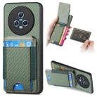 For Honor Magic5 Carbon Fiber Vertical Flip Wallet Stand Phone Case(Green) - 1
