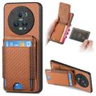 For Honor Magic5 Pro Carbon Fiber Vertical Flip Wallet Stand Phone Case(Brown) - 1