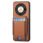 For Honor Magic5 Pro Carbon Fiber Vertical Flip Wallet Stand Phone Case(Brown) - 2