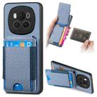 For Honor Magic6 Carbon Fiber Vertical Flip Wallet Stand Phone Case(Blue) - 1