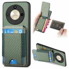 For Honor X50 5G Carbon Fiber Vertical Flip Wallet Stand Phone Case(Green) - 1