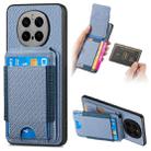 For Honor Magic7 Pro Carbon Fiber Vertical Flip Wallet Stand Phone Case(Blue) - 1