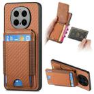 For Honor Magic7 Pro Carbon Fiber Vertical Flip Wallet Stand Phone Case(Brown) - 1