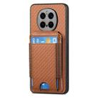 For Honor Magic7 Pro Carbon Fiber Vertical Flip Wallet Stand Phone Case(Brown) - 2