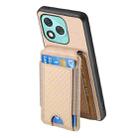 For Honor 400 Lite Global Carbon Fiber Vertical Flip Wallet Stand Phone Case(Khaki) - 3