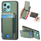 For Honor 400 Lite Global Carbon Fiber Vertical Flip Wallet Stand Phone Case(Green) - 1