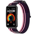 For Huawei Band 9 Loop Nylon Hook and Loop Fastener Watch Band(Pink Purple) - 1