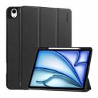 For iPad Air 13 2024 ENKAY Tri-fold Custer Texture TPU Leather Smart Tablet Case with Pen Slot(Black) - 1