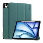 For iPad Air 13 2024 ENKAY Tri-fold Custer Texture TPU Leather Smart Tablet Case with Pen Slot(Dark Green) - 1