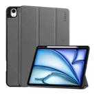 For iPad Air 13 2024 ENKAY Tri-fold Custer Texture TPU Leather Smart Tablet Case with Pen Slot(Grey) - 1