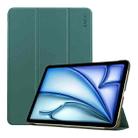 For iPad Air 13 2024 ENKAY Tri-fold Custer Texture Platic Leather Smart Tablet Case(Dark Green) - 1