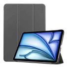 For iPad Air 13 2024 ENKAY Tri-fold Custer Texture Platic Leather Smart Tablet Case(Grey) - 1