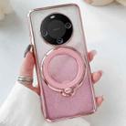 For  Huawei Mate 60 Pro Rotation MagSafe Holder Gradient Glitter TPU Phone Case(Pink) - 1