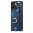 For Redmi 13C Retro Skin-feel Ring Card Bag Phone Case with Hang Loop(Blue) - 2