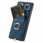 For Redmi 13C Retro Skin-feel Ring Card Bag Phone Case with Hang Loop(Blue) - 3