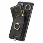 For Redmi 13C Retro Skin-feel Ring Card Bag Phone Case with Hang Loop(Black) - 3