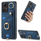 For Redmi Note 12S Retro Skin-feel Ring Card Bag Phone Case with Hang Loop(Blue) - 1