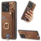 For Redmi Note 12 Turbo Retro Skin-feel Ring Card Bag Phone Case with Hang Loop(Brown) - 1