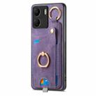 For Redmi 12C Retro Skin-feel Ring Card Bag Phone Case with Hang Loop(Purple) - 2