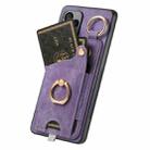 For Redmi 12C Retro Skin-feel Ring Card Bag Phone Case with Hang Loop(Purple) - 3