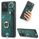 For Redmi 12C Retro Skin-feel Ring Card Bag Phone Case with Hang Loop(Green) - 1