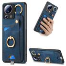 For Xiaomi 13 Lite Retro Skin-feel Ring Card Bag Phone Case with Hang Loop(Blue) - 1