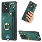 For Xiaomi 12T Pro Retro Skin-feel Ring Card Bag Phone Case with Hang Loop(Green) - 1