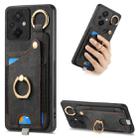 For Xiaomi Poco M5 4G Retro Skin-feel Ring Card Bag Phone Case with Hang Loop(Black) - 1