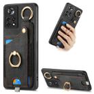 For Xiaomi Poco X4 Pro 5G Retro Skin-feel Ring Card Bag Phone Case with Hang Loop(Black) - 1